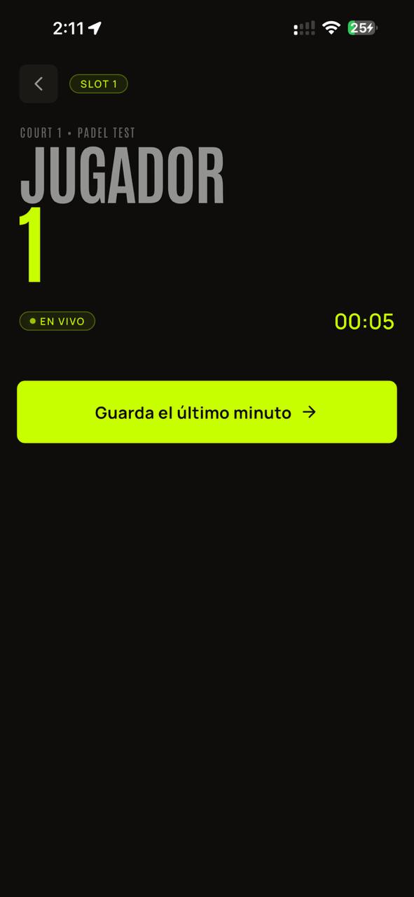 Check-in confirmado en la app Puntaxo